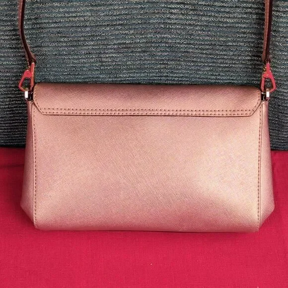 Kate Spade Greer Laurel Way Crossbody Bag Rose Gold Saffiano Leather - Picture 7 of 15